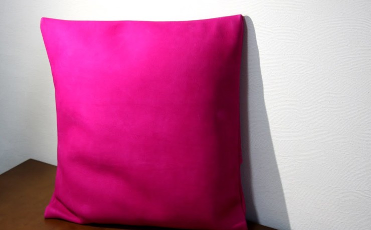 レザークッション_ヌバック_ピンク